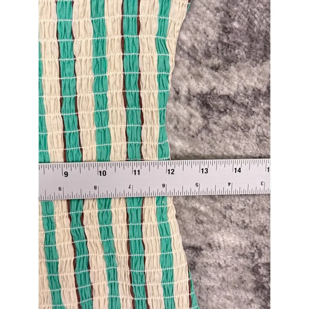 Free People Dress Small Womens Rylee Green Striped Smocked Mini
